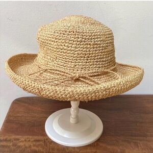 Handwoven Raffia Sun Hat with Red Trim